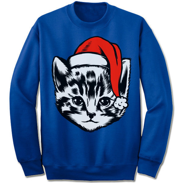 Kitten in a Hat Christmas Sweatshirt