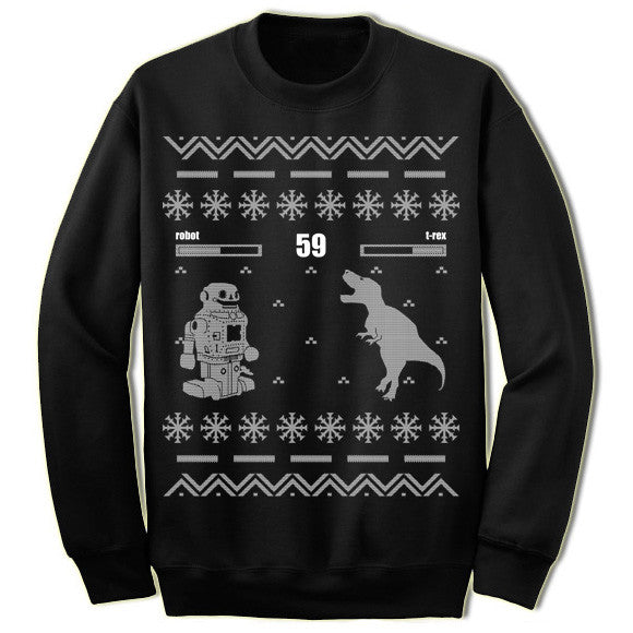 Robot vs T-Rex Christmas Sweater