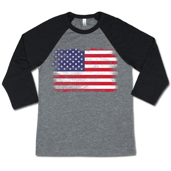 American Flag Unisex Baseball Tee