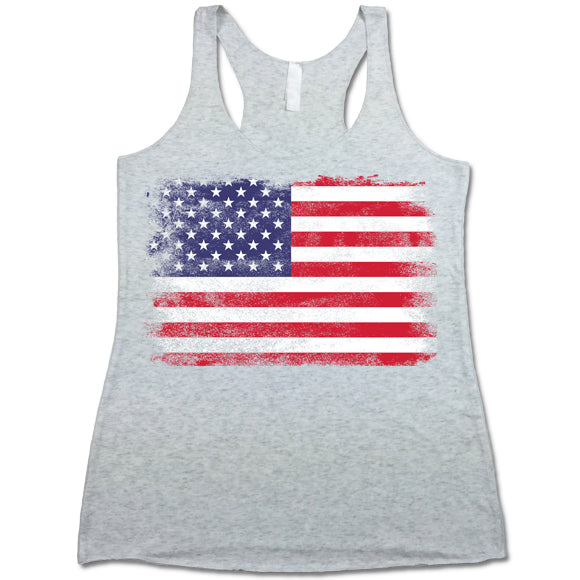 American Flag Tri-Blend Racerback Tank Top
