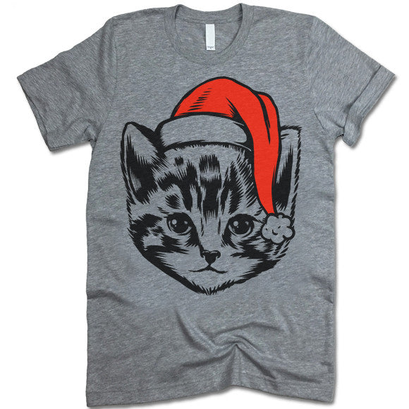 Cute Christmas Cat in a Hat T-Shirt