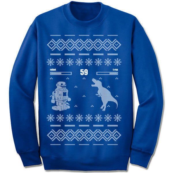 Robot vs T-Rex Christmas Sweater