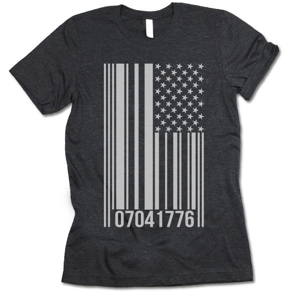 American Flag Barcode T Shirt