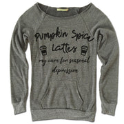 Pumpkin Spice Lattes My Cure For Seasonal Depression Off The Shoulder Sweatshirt