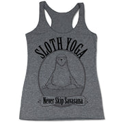 Sloth Yoga Never Skip Savasana Women's Tri-Blend Racerback Tank Top